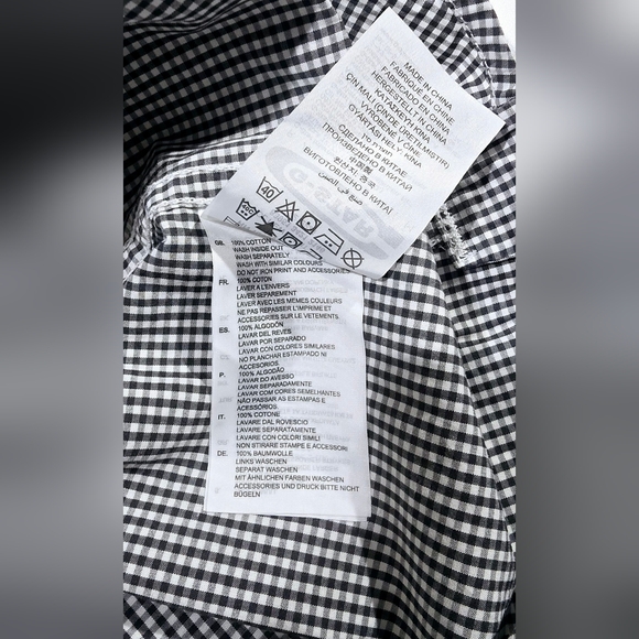 G-Star Raw CL New Shirt 1 Button Down Black Gray Checked Men Large - Picture 4 of 8